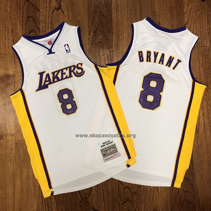 Camiseta Los Angeles Lakers Kobe Bryant NO 8 Mitchell & Ness 2003-04 Blanco